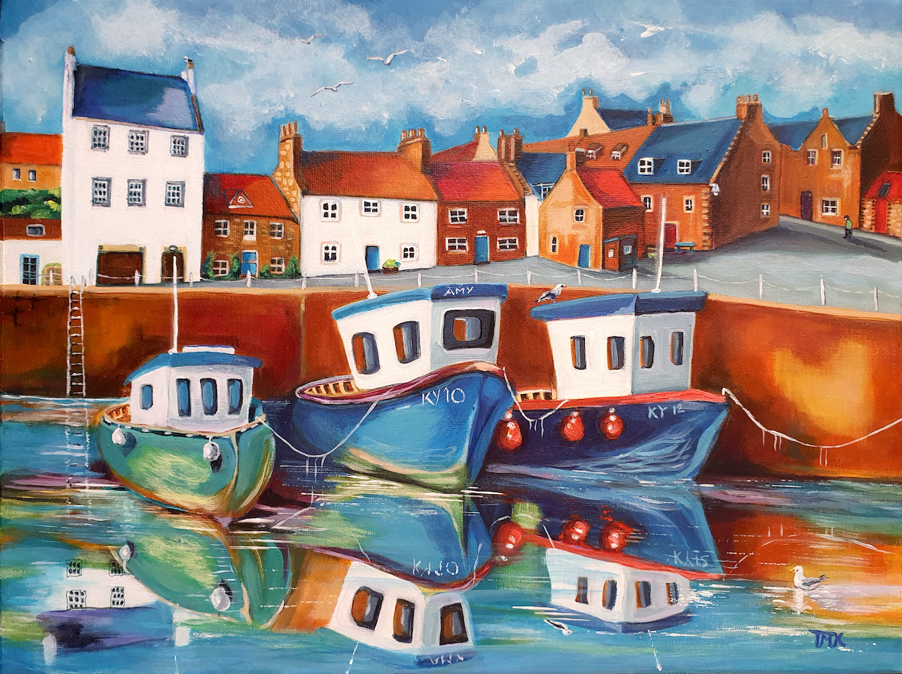 Boats at Crail Harbour by Teresa Maria Kemp