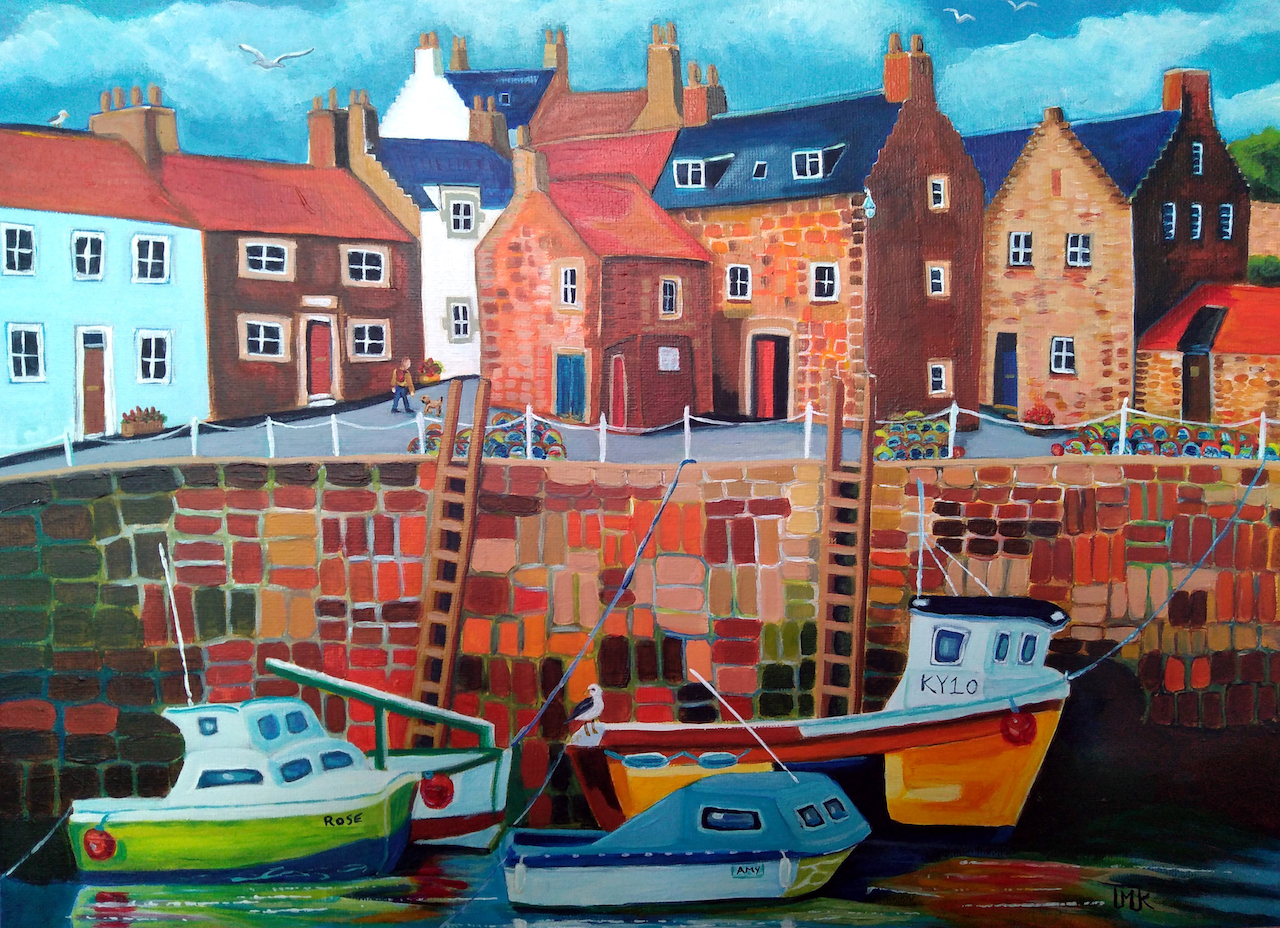 Boats in Crail Harbour by Teresa Maria Kemp