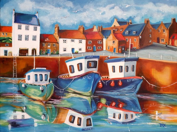 Boats at Crail Harbour by Teresa Maria Kemp