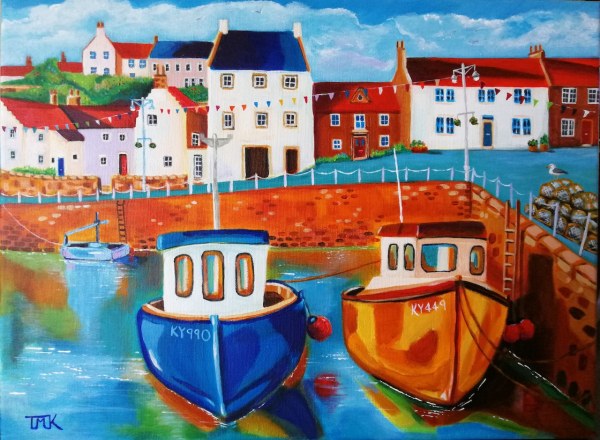 Boats at Crail Harbour by Teresa Maria Kemp